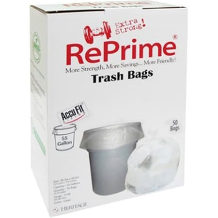 Homecare Products HERH8053TCRC1CT Accufit RePrime Can Liners, 55 gal - 0.9 mil - Clear HO3750222